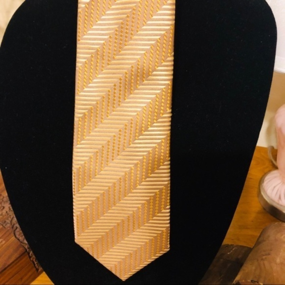 BCBG Attitude Gold Necktie Hand-sewn 100% Silk